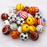 Natural Wood Beads Sports Basketball Baseball Tennis Beads 16mm