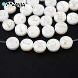 Shell Beads 8mm Round Vertical Hole Letter Alphabet for DIY Bracelet