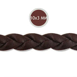 10*3mm Coffee Braided Leather Cord Rope, 10M/Roll