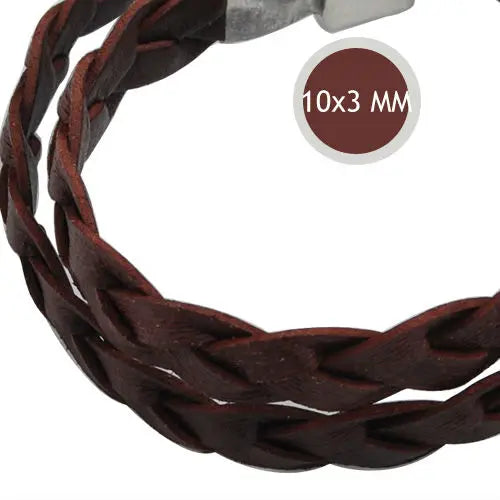10*3mm Coffee Braided Leather Cord Rope, 10M/Roll