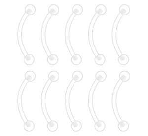 10-40PCS Clear Bioflex Acrylic Curved Barbell Retainer 14G