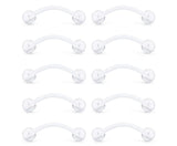 10-40PCS Clear Bioflex Acrylic Curved Barbell Retainer 14G