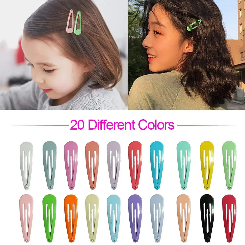 Colorful Hair Clips For Women Girls Kids Hair Accessories Snap Metal Barrettes