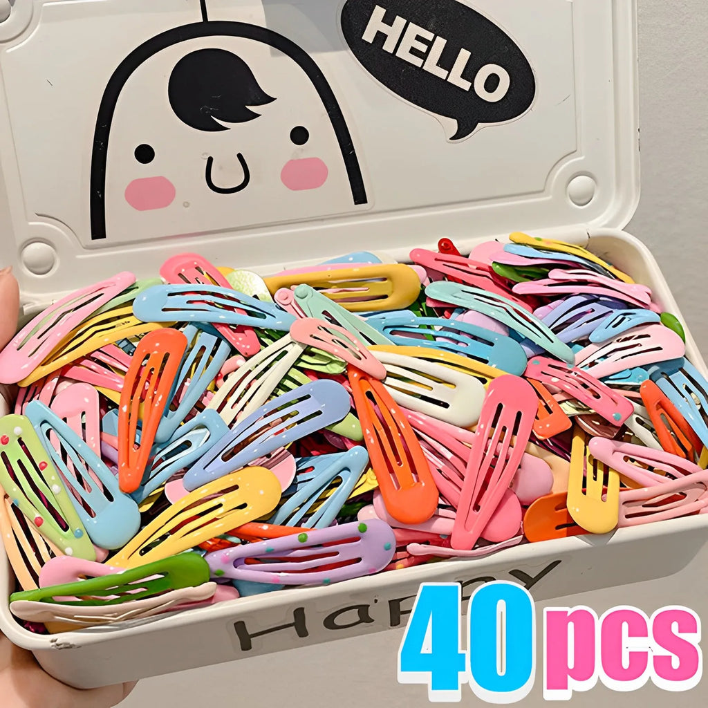 Colorful Hair Clips For Women Girls Kids Hair Accessories Snap Metal Barrettes