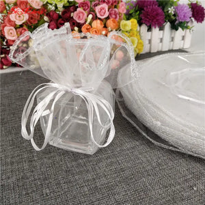 Round Organza Drawstring Jewelry Bags Wedding Christmas Pouches 5Z