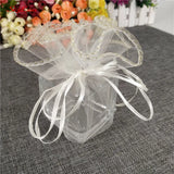 10/50/100pcs Tulle Organza Drawstring Pouch Wedding Bags 5Z