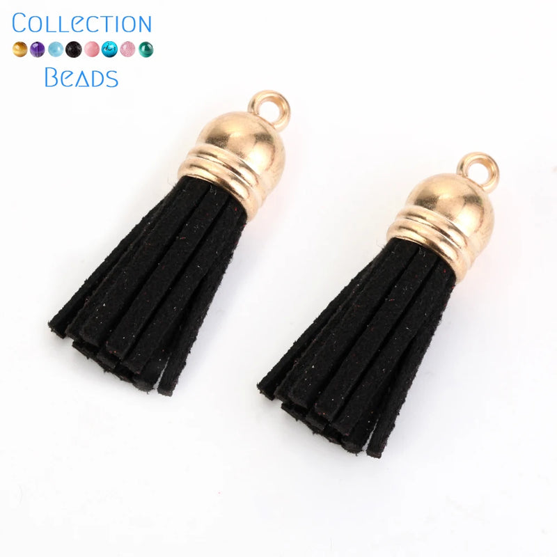 35mm Colorful Suede Tassel Keychain Charms DIY Pendant Findings