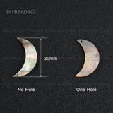 Natural Lip Shell Crescent Moon Charms for Jewelry Making (30mm, 1 Hole)