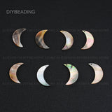 Natural Lip Shell Crescent Moon Charms for Jewelry Making (30mm, 1 Hole)