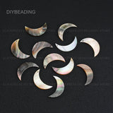 Natural Lip Shell Crescent Moon Charms for Jewelry Making (30mm, 1 Hole)