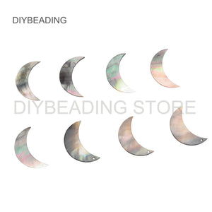 Natural Lip Shell Crescent Moon Charms for Jewelry Making (30mm, 1 Hole)