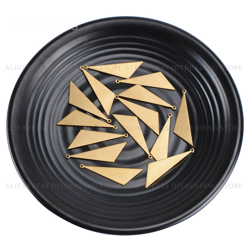 Brass Triangle Charms for Jewelry Making 40mm Thick Geometric Pendant Bulk
