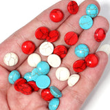 Natural Turquoise Cabochons Round Blue/Red Stripe Loose Spacers DIY Jewelry
