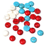Natural Turquoise Cabochons Round Blue/Red Stripe Loose Spacers DIY Jewelry