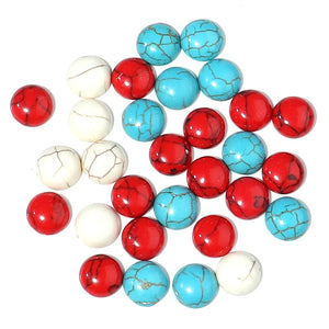 Natural Turquoise Cabochons Round Blue/Red Stripe Loose Spacers DIY Jewelry
