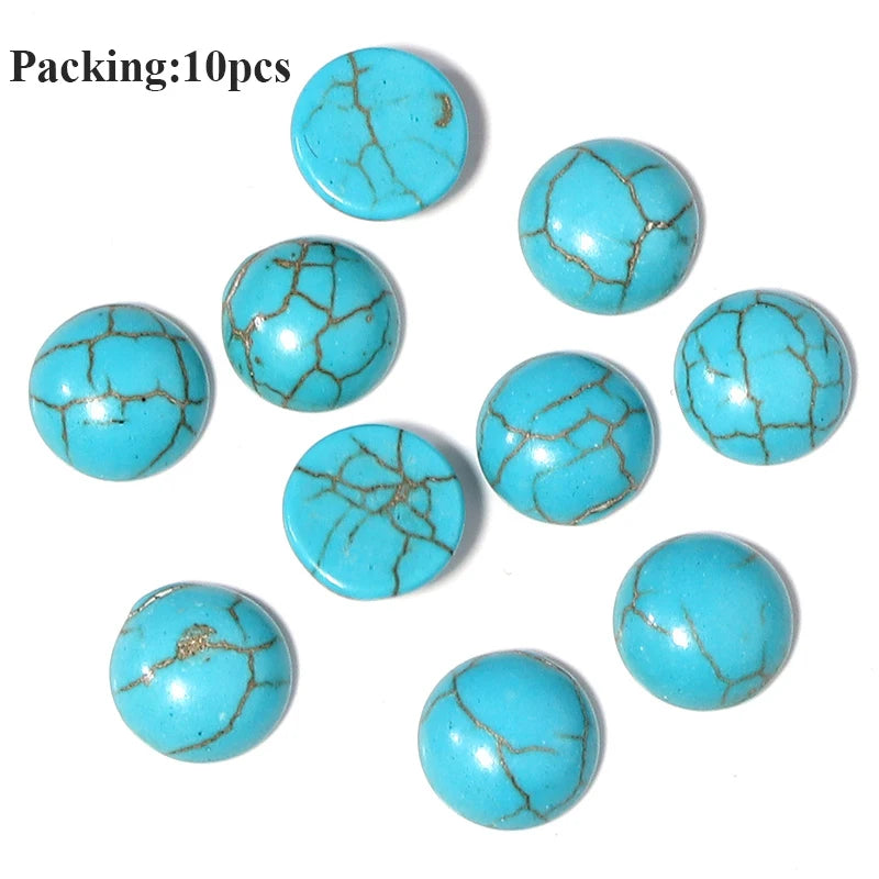Natural Turquoise Cabochons Round Blue/Red Stripe Loose Spacers DIY Jewelry