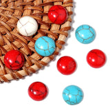 Natural Turquoise Cabochons Round Blue/Red Stripe Loose Spacers DIY Jewelry