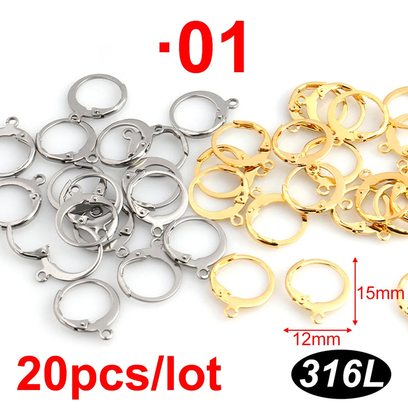 50PCS Stainless Steel Hoop Earrings Findings DIY French Earrings Hook Supplies