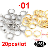 50PCS Stainless Steel Hoop Earrings Findings DIY French Earrings Hook Supplies