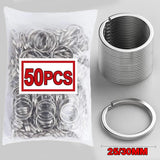 Stainless Steel Key Chain Blank Metal Keyring 25/30mm Round Split Keych