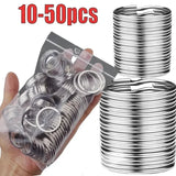 10-50Pcs Polished Silver Keyring Stainless Steel Rhodium Plated