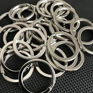 10-50Pcs Polished Silver Keyring Stainless Steel Rhodium Plated