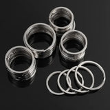 10-50Pcs Polished Silver Keyring Stainless Steel Rhodium Plated