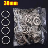 10-50Pcs Polished Silver Keyring Stainless Steel Rhodium Plated