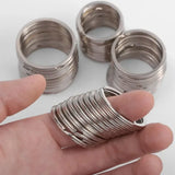 10-50Pcs Polished Silver Keyring Stainless Steel Rhodium Plated