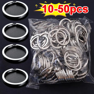 Polished Silver Keyring Stainless Steel Key Ring Round Split Keychain DIY