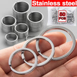 Stainless Steel Key Ring Chain Flat Split Polished 25/30mm Round 10-50Pcs