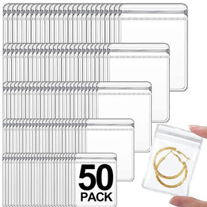50Pcs Transparent PVC Jewelry Organizer Bags Earring Necklace Bracelet Storage