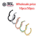 316L Stainless Steel Earring Nose Rings Septum Piercing Clicker Round Earrings