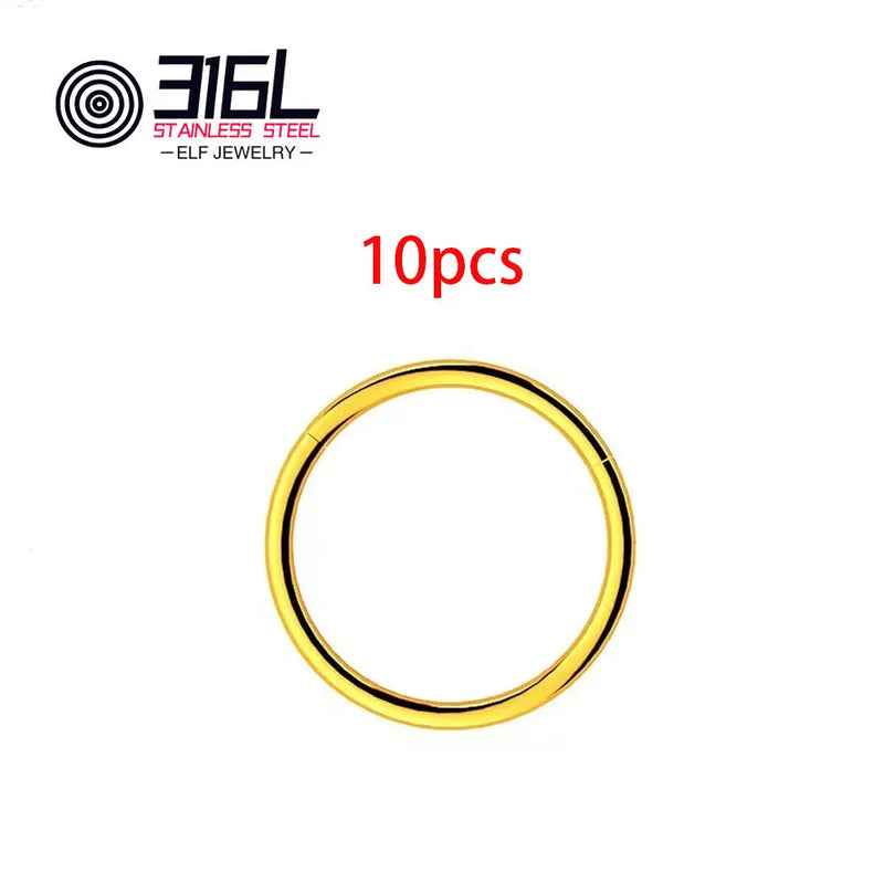 316L Stainless Steel Earring Nose Rings Septum Piercing Clicker Round Earrings