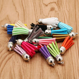 10-50pcs 38x11mm Silver Caps Suede Tassel Key Chains DIY Pendants Charms