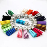 10-50pcs 38x11mm Silver Caps Suede Tassel Key Chains DIY Pendants Charms