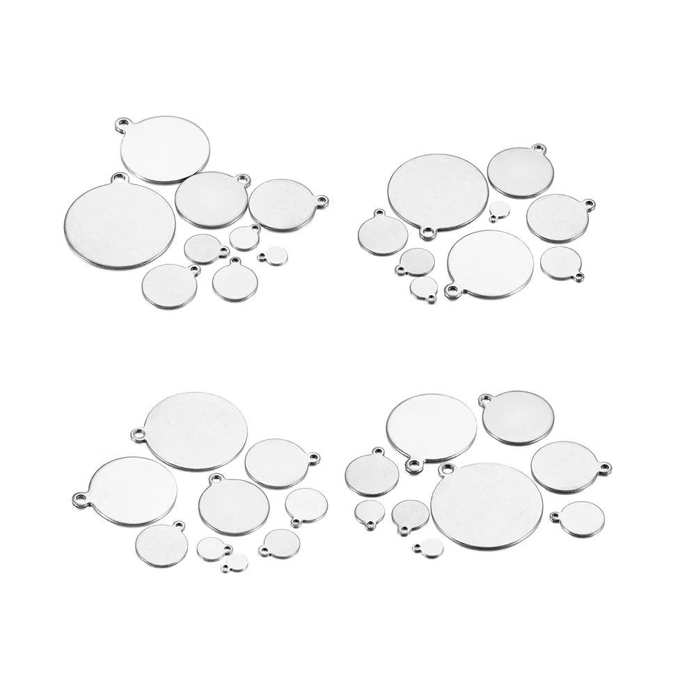 Stainless Steel Round Disc Pendant Blank Charms for DIY Stamping