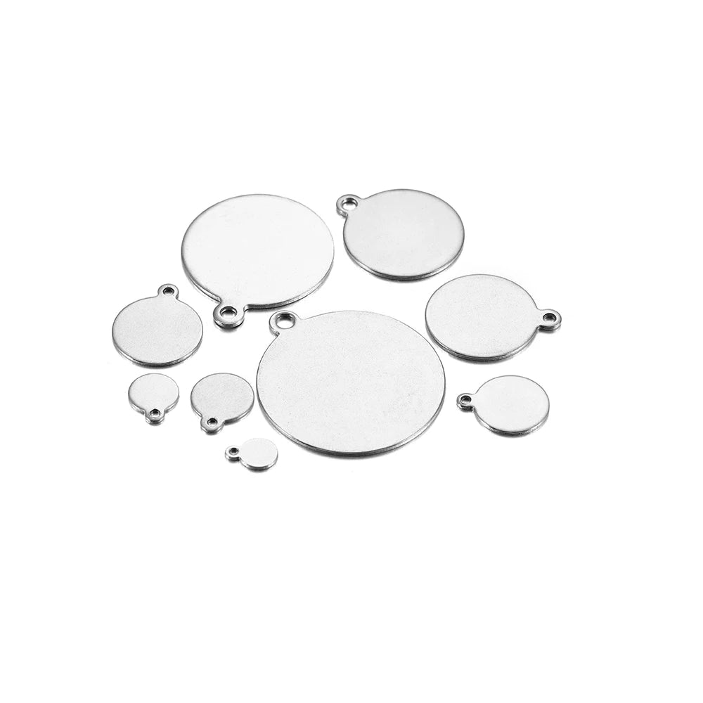 Stainless Steel Round Disc Pendant Blank Charms for DIY Stamping
