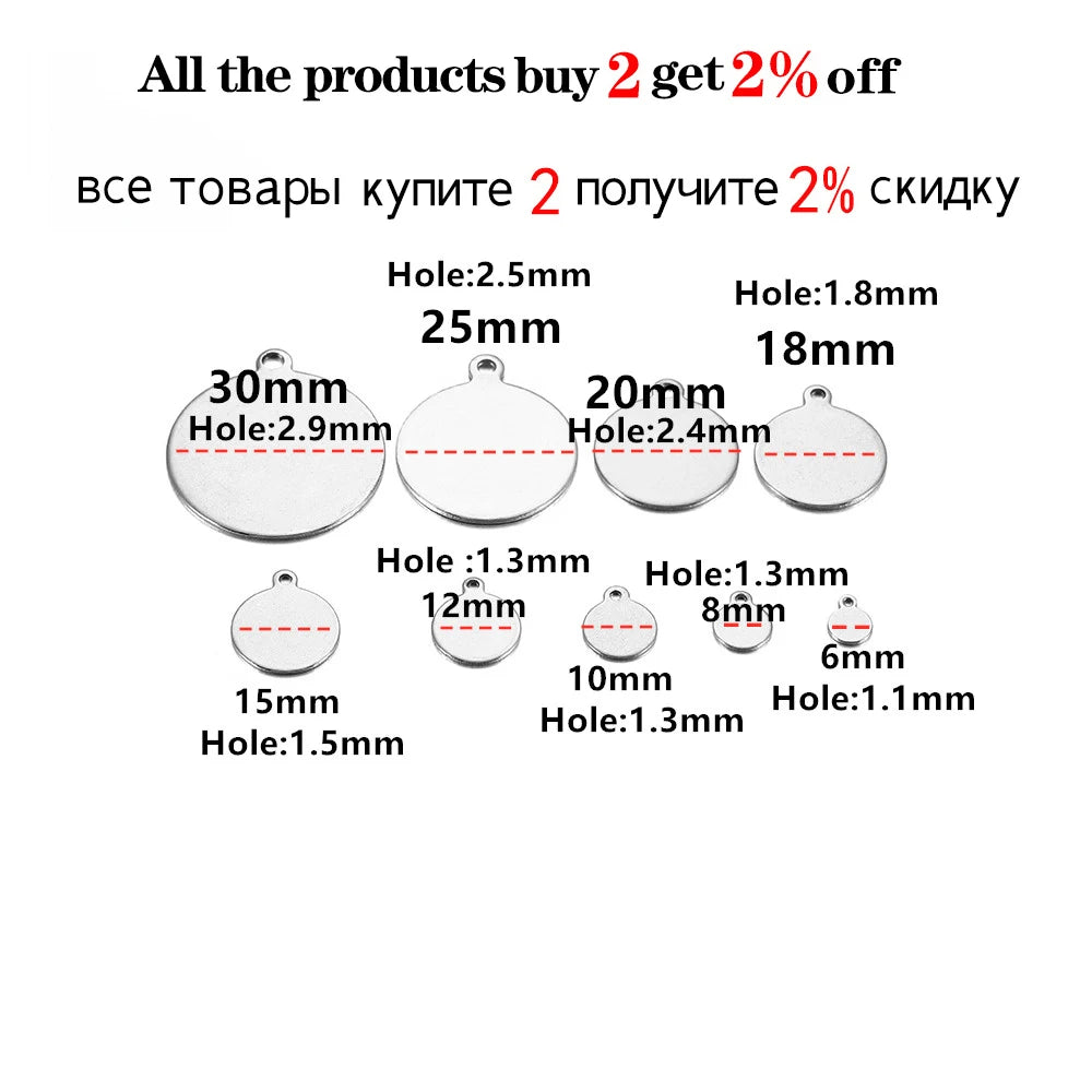 Stainless Steel Round Disc Pendant Blank Charms for DIY Stamping