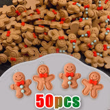10-50pcs Gingerbread Man Charms Christmas Resin Pendants DIY Earring Keychain