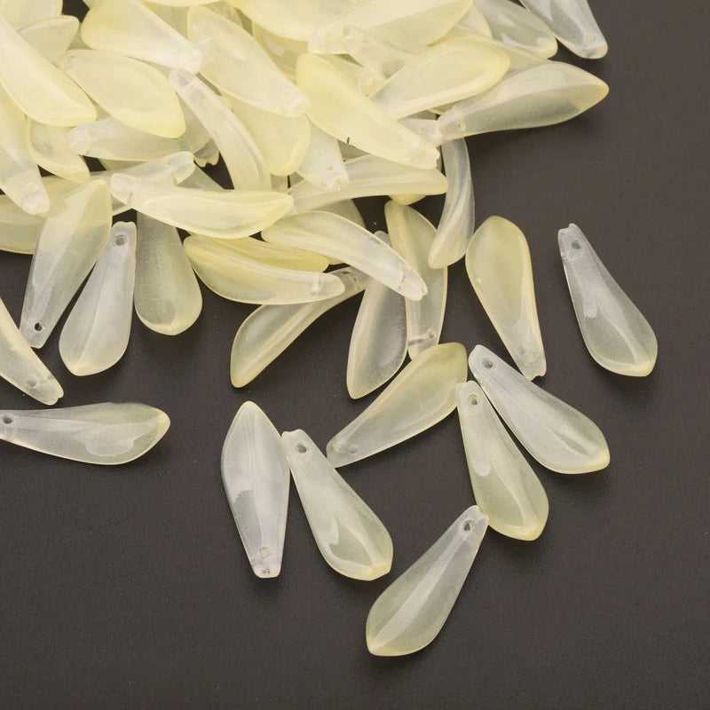 Czech Glass Flower Petal Charms 9x25mm Orchid Pendants for DIY Jewelry