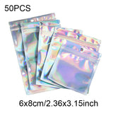 10-50pcs Iridescent Zip lock Bags Holographic Storage Bag Xmas Gift Packaging