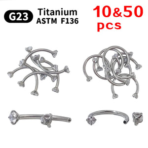 Zircon Eyebrow Piercing Jewelry G23 Titanium Nose Ring C Rod Piercing