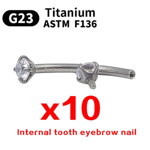 Zircon Eyebrow Piercing Jewelry G23 Titanium Nose Ring C Rod Piercing
