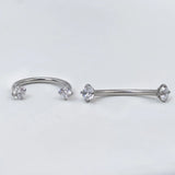 Zircon Eyebrow Piercing Jewelry G23 Titanium Nose Ring C Rod Piercing