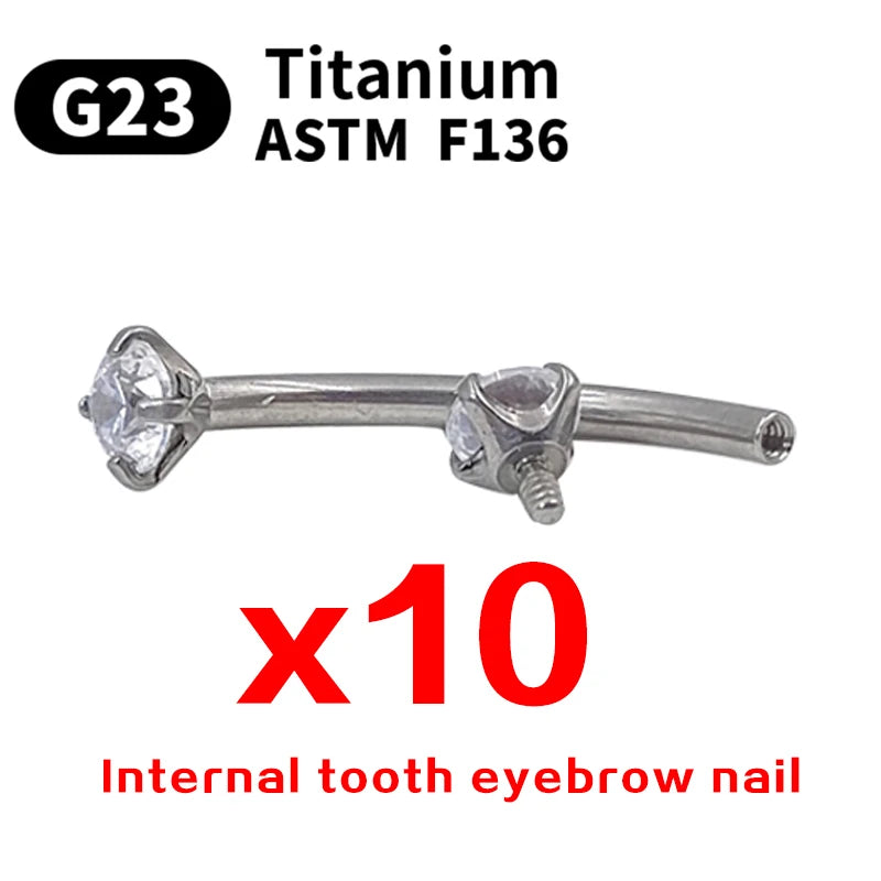 Zircon Eyebrow Piercing Jewelry G23 Titanium Nose Ring C Rod Piercing