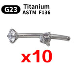 Zircon Eyebrow Piercing Jewelry G23 Titanium Nose Ring C Rod Piercing