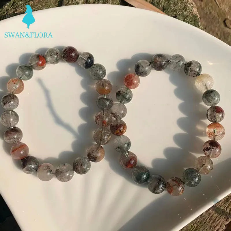 10.5MM Ghost Quartz Bracelet Round Beads Crystal Gemstone Jewelry