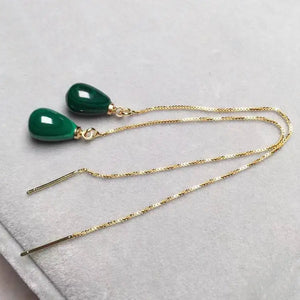 10*7MM Natural Malachite Drop Earrings - Women's Jewelry