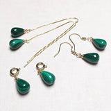 10*7MM Natural Malachite Drop Earrings - Women's Jewelry